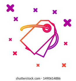 Color line Blank label template price tag icon isolated on white background. Empty shopping discount sticker. Template discount banner. Gradient random dynamic shapes. Vector Illustration