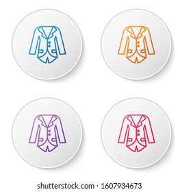 Color line Blazer or jacket icon isolated on white background. Set icons in circle buttons. Vector Illustration