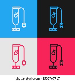 Color line Blender icon isolated on color background. Kitchen electric stationary blender. Cooking smoothies, cocktail or juice. Vintage style drawing. Vector Illustration