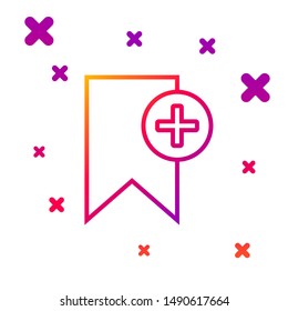 Color line Bookmark icon isolated on white background. Add to concept. Gradient random dynamic shapes. Vector Illustration