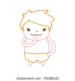 color line boy with hairstyle design and thinking face