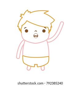 color line boy with hairstyle design and amazed face