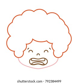 color line boy head with curly hair and disgusted face