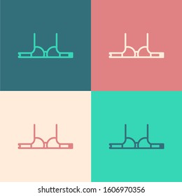 Color line Bra icon isolated on color background. Woman underwear.  Vector Illustration
