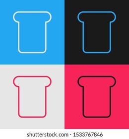 Color line Bread toast for sandwich piece of roasted crouton icon isolated on color background. Lunch, dinner, breakfast snack. Vintage style drawing. Vector Illustration