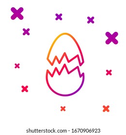 Color line Broken egg icon isolated on white background. Happy Easter. Gradient random dynamic shapes. Vector Illustration