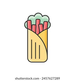 Color Line Burrito vector icon