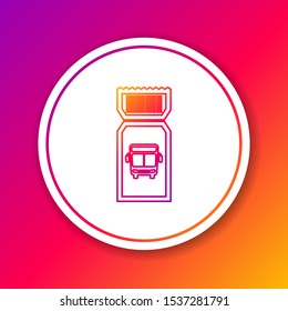 Color line Bus ticket icon isolated on color background. Public transport ticket. Circle white button. Vector Illustration