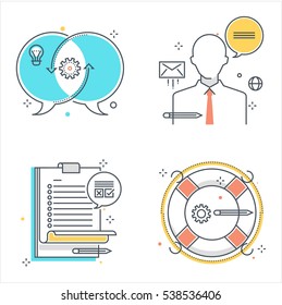 Color line, business illustrations, icons, backgrounds and graphics. The illustration is colorful, flat, vector, pixel perfect, suitable for web and print. It is linear stokes and fills.