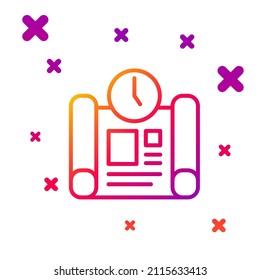Color line Business project time plan icon isolated on white background. Gradient random dynamic shapes. Vector
