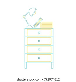 color line cabinet file archive with lamp desk and books