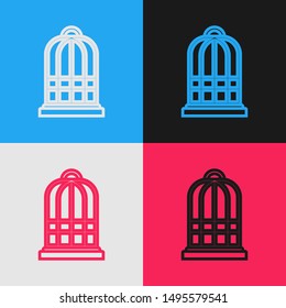 Color line Cage for birds icon isolated on color background. Vector Illustration