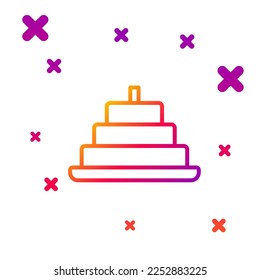 Color line Cake and burning candles icon isolated white background  Happy Birthday  Gradient random dynamic shapes  Vector