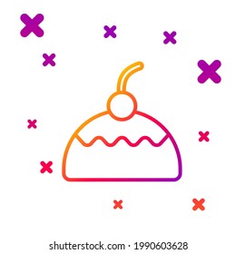 Color line Cake icon isolated on white background. Happy Birthday. Gradient random dynamic shapes. Vector
