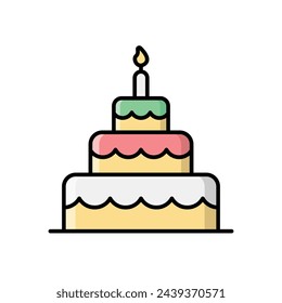 Color line Cake vetor icon