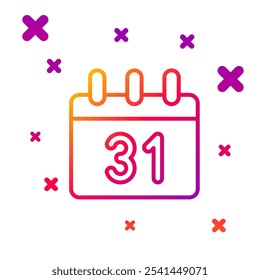 Color line Calendar icon isolated on white background. Event reminder symbol. Merry Christmas and Happy New Year. Gradient random dynamic shapes. Vector