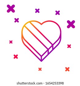 Color line Candy in heart shaped box icon isolated on white background. Valentines Day. Gradient random dynamic shapes. Vector Illustration