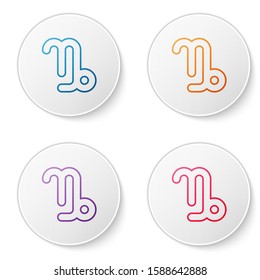 Color line Capricorn zodiac sign icon isolated on white background. Astrological horoscope collection. Set icons in circle buttons. Vector Illustration
