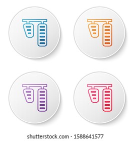 Color line Car gas and brake pedals icon isolated on white background. Set icons in circle buttons. Vector Illustration