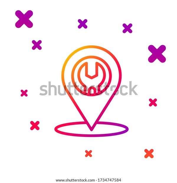 Color line Car\
service icon isolated on white background. Auto mechanic service.\
Repair service auto mechanic. Maintenance sign. Gradient random\
dynamic shapes. Vector\
Illustration