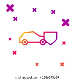 Color line Car with shield icon isolated on white background. Insurance concept. Security, safety, protection, protect concept. Gradient random dynamic shapes. Vector Illustration