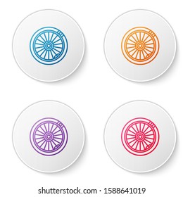 Color line Car wheel icon isolated on white background. Set icons in circle buttons. Vector Illustration