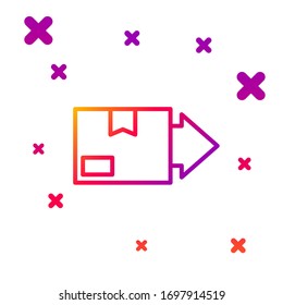 Color line Carton cardboard box icon isolated on white background. Box, package, parcel sign. Delivery and packaging. Gradient random dynamic shapes. Vector Illustration