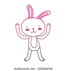 color line cartoon rabbit animal with hands up