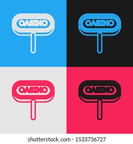 Color line Casino signboard icon isolated on color background. Vintage style drawing. Vector Illustration Color line Casino signboard icon isolated on color background. Vintage style drawing. Vector Illustration