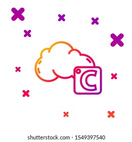 Color line Celsius and cloud icon isolated on white background. Gradient random dynamic shapes. Vector Illustration
