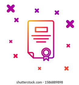 Color line Certificate template icon isolated on white background. Achievement, award, degree, grant, diploma. Business success certificate. Gradient random dynamic shapes. Vector Illustration