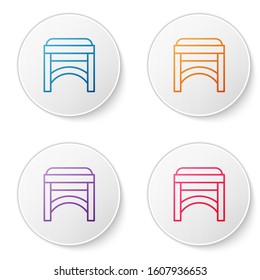 Color line Chair icon isolated on white background. Set icons in circle buttons. Vector Illustration