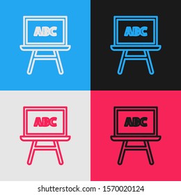 Color line Chalkboard icon isolated on color background. School Blackboard sign. Vintage style drawing. Vector Illustration