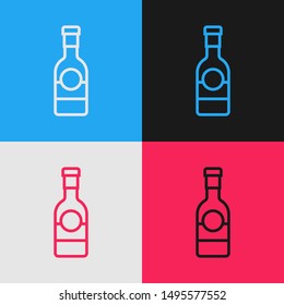 Color line Champagne bottle icon isolated on color background. Vintage style drawing. Vector Illustration Color line Champagne bottle icon isolated on color background. Vintage style drawing. Vector Illustration