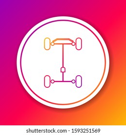 Color line Chassis car icon isolated on color background. Circle white button. Vector Illustration
