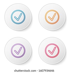 Color line Check mark in circle icon isolated on white background. Choice button sign. Checkmark symbol. Set icons in circle buttons. Vector Illustration