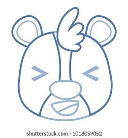 color line cheerful bear head wild animal