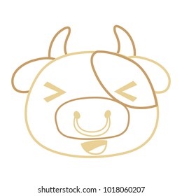 color line cheerful cow head wild animal