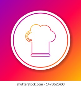 Color line Chef hat icon isolated on color background. Cooking symbol. Cooks hat. Circle white button. Vector Illustration
