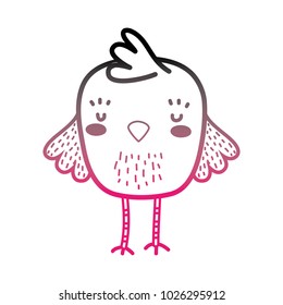 color line chick bird farm animal with wings