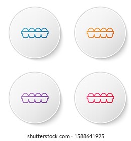 Color line Chicken egg in box icon isolated on white background. Set icons in circle buttons. Vector Illustration