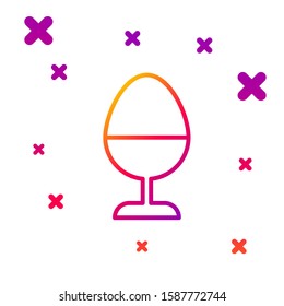 Color line Chicken egg on a stand icon isolated on white background. Gradient random dynamic shapes. Vector Illustration