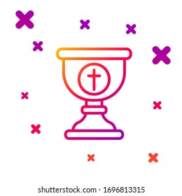 Color line Christian chalice icon isolated on white background. Christianity icon. Happy Easter. Gradient random dynamic shapes. Vector Illustration