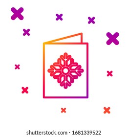 Color line Christmas postcard icon isolated on white background. Merry Christmas and Happy New Year. Gradient random dynamic shapes. Vector Illustration