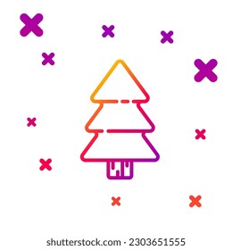 Color line Christmas tree icon isolated on white background. Merry Christmas and Happy New Year. Gradient random dynamic shapes. Vector Illustration