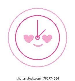 color line circle clock in love kawaii cartoon