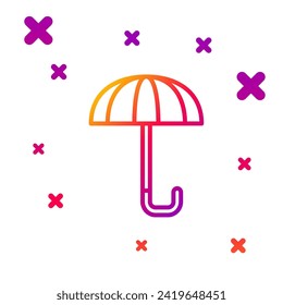 Color line Classic elegant opened umbrella icon isolated on white background. Rain protection symbol. Gradient random dynamic shapes. Vector