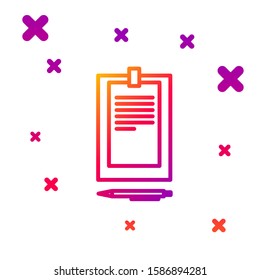 Color line Clipboard with document icon isolated on white background. Gradient random dynamic shapes. Vector Illustration