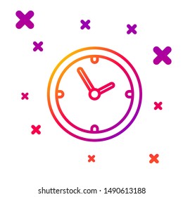 Color line Clock icon isolated on white background. Time symbol. Gradient random dynamic shapes. Vector Illustration