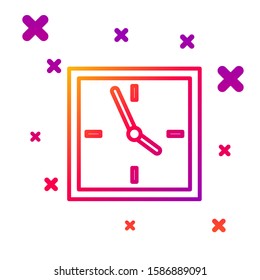 Color line Clock icon isolated on white background. Time symbol. Gradient random dynamic shapes. Vector Illustration